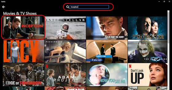 「Netflix PC インセプション」を検索します。