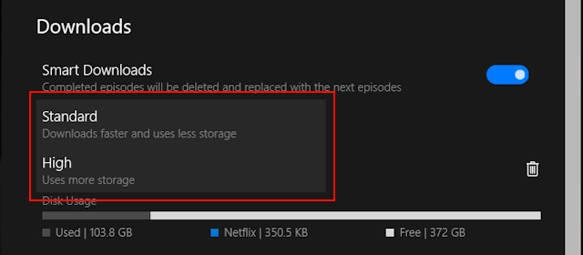 Netflixビデオのダウンロードオプション