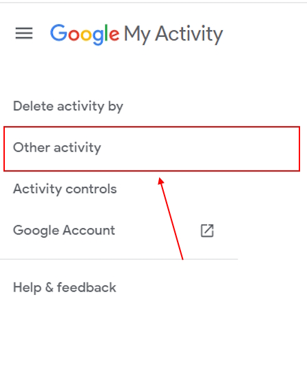 Google Activity Other activity section