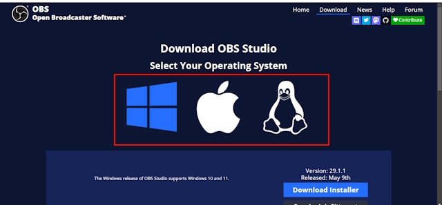 Open Broadcaster Software Studio official download page for Windows and Mac