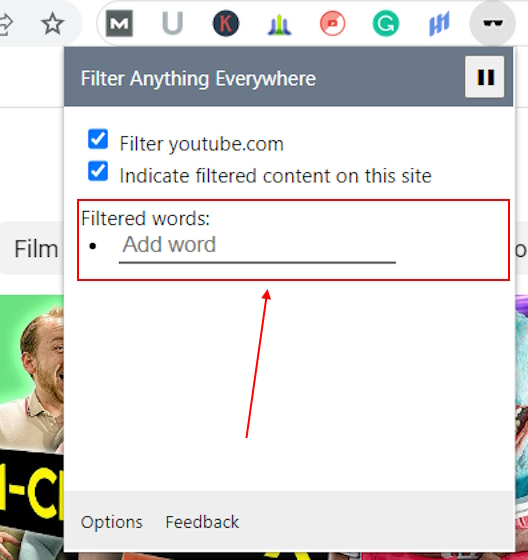 Add word section in Filter Anything Everywhere