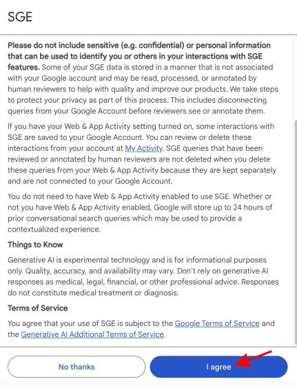 Acepto los términos y condiciones de Google 