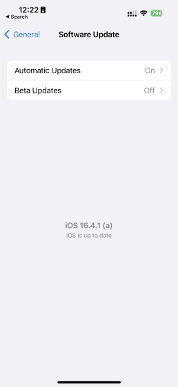 Atualização RSR para iOS 16.4.1 (Fonte: Beebom)