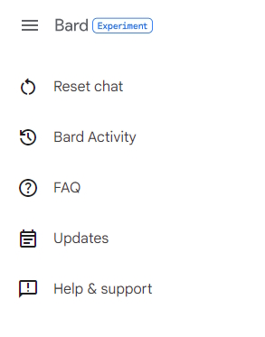 Google Bard left sidebar 