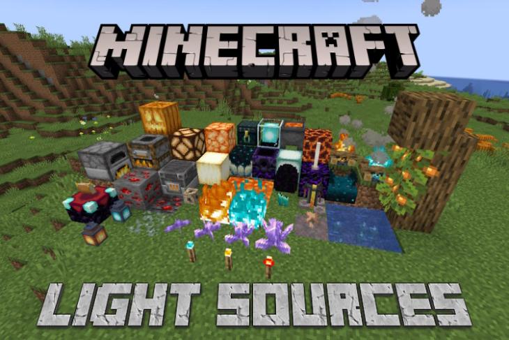All light source blocks in Minecraft