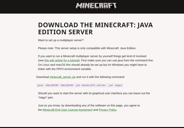 Minecraft Server download