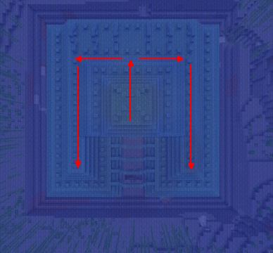 Como encontrar e invadir um monumento oceânico no Minecraft 12 Setas apontando para as salas dos guardiões dos Anciãos
