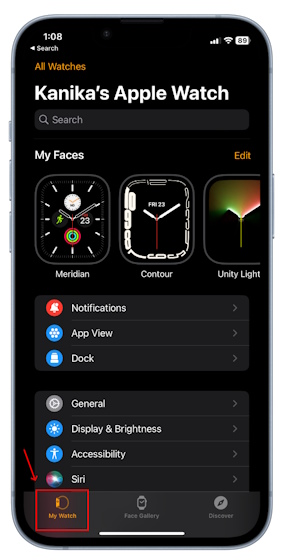 Open Watch App on iPhone