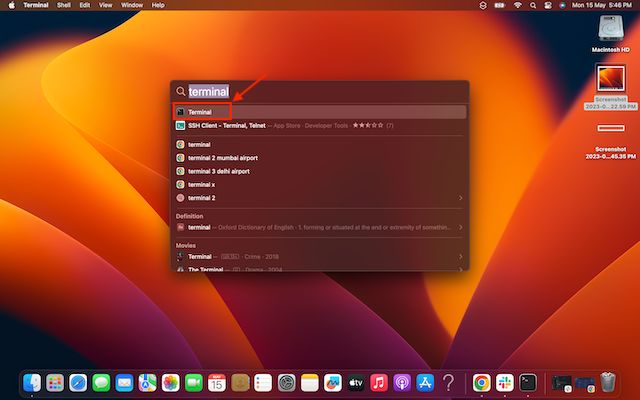 open terminal