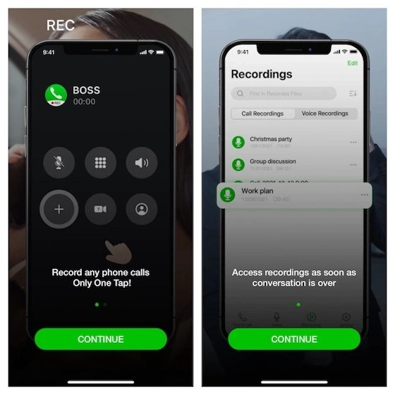 Phone Call Recorder app for iPhone