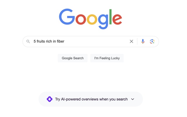 Frutas ricas en fibra Google AI Search 