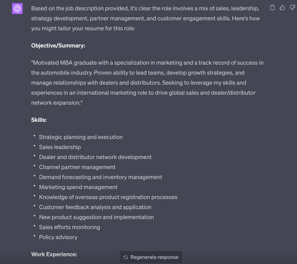 how to improve resume with chatgpt