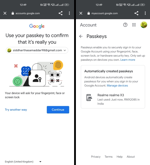 Google Passkeys in action