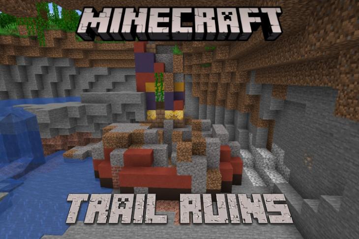 Trail ruins in a cave in Minecraft