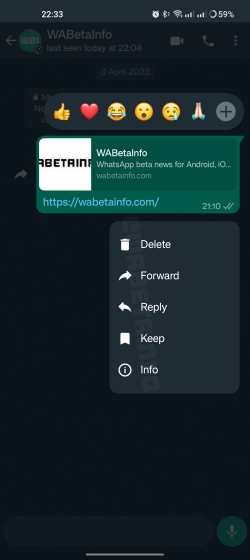 Redesigned WhatsApp Context Menu for Android