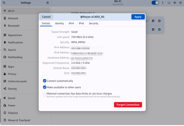How to Get IP Address in Linux (4 Methods) | The Paradise Wi-Fi settings IPv4 info