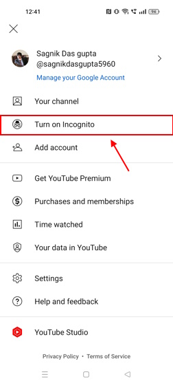 How to Turn On Incognito on YouTube Mobile