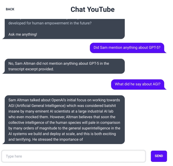 chat with youtube video