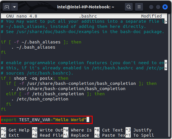 permanently adding new environment variable with the .bashrc file in Linux