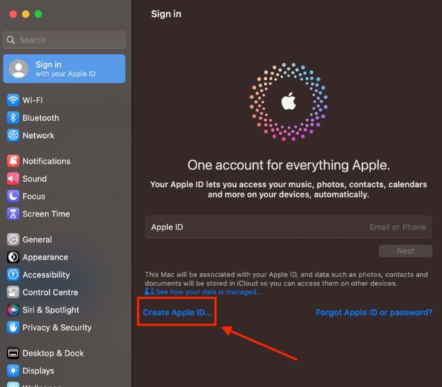 как создать apple id на mac