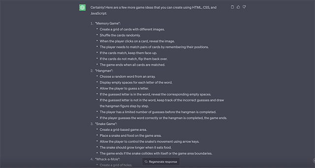 chatgpt game suggestions