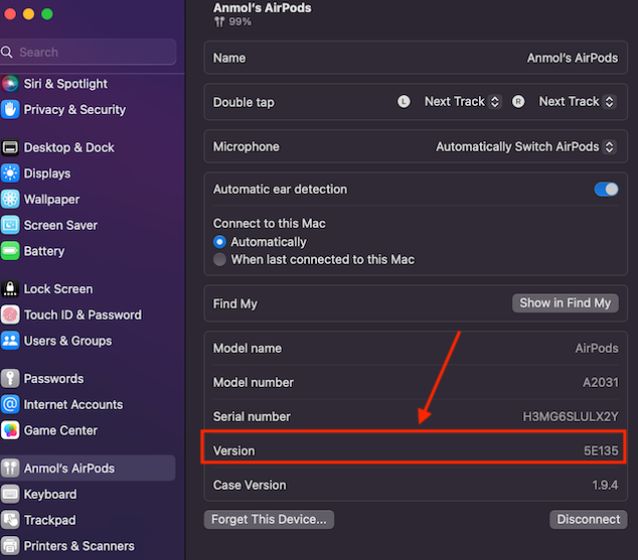 Check AirPods Version Mac