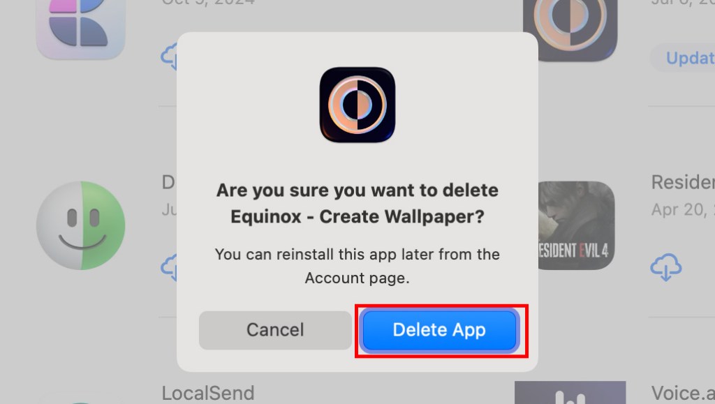 confirm app deletion on mac app store