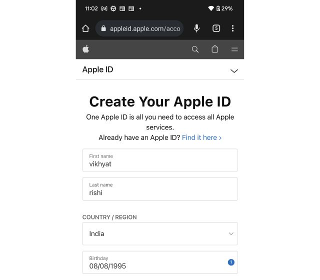 как создать apple id на apple.com