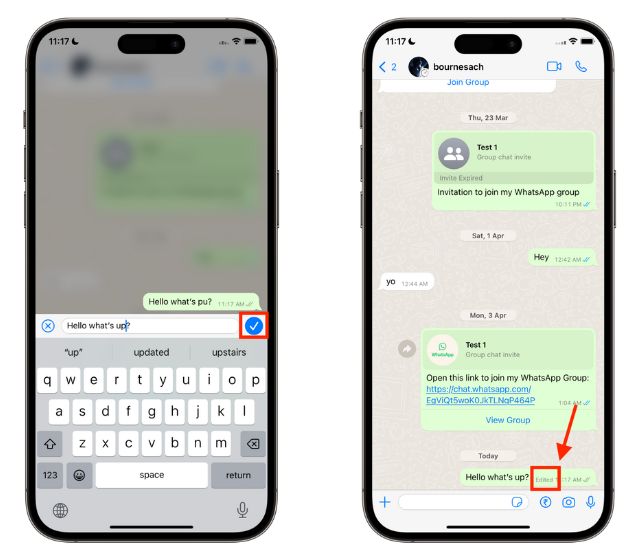 editar mensaje de whatsapp enviado en iPhone