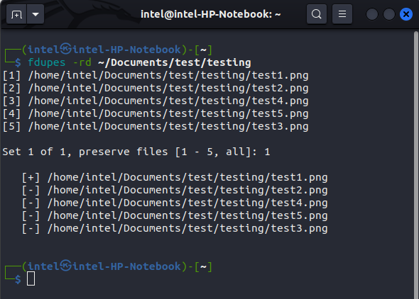 using fdupes command to find and delte duplicate files in Linux