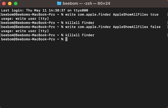 view hidden files mac terminal