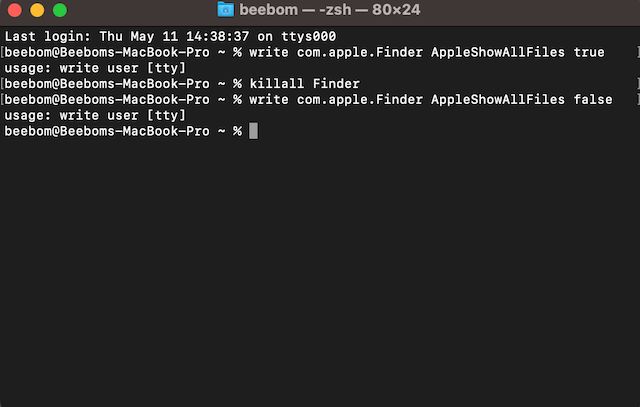 view hidden files mac terminal