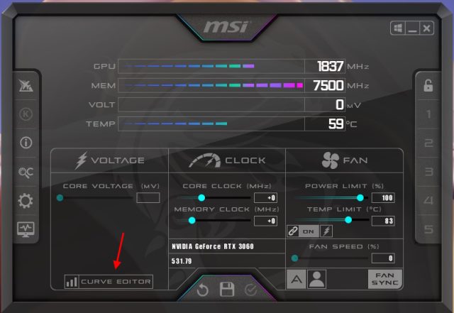 msi afterburner curve editor