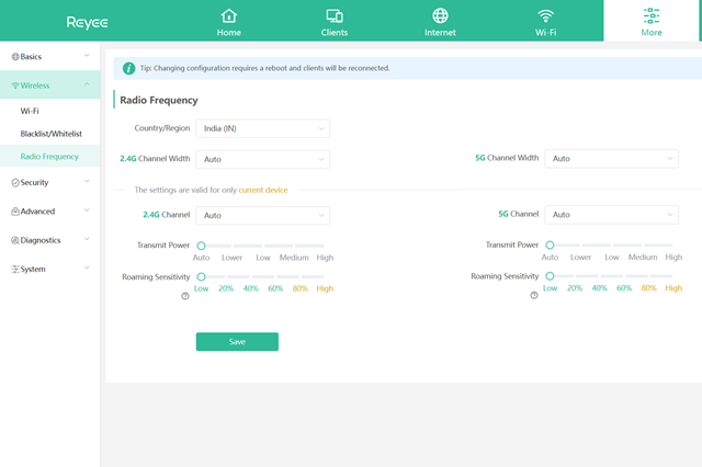 router band settings