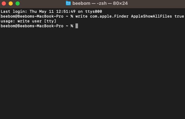 view hidden files mac terminal