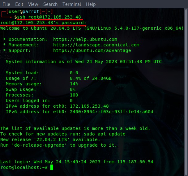 using ssh to connect to a remote linux server