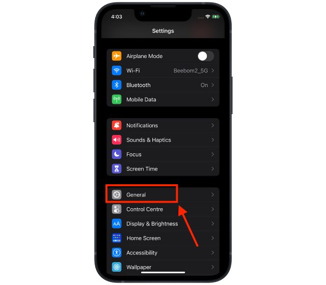 tap general settings tab