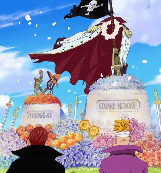 An image of Ace and Whitebeard's grave.