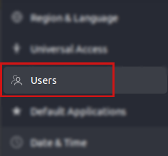 selecting users settings from the left pane