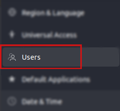 selecting users settings from the left pane