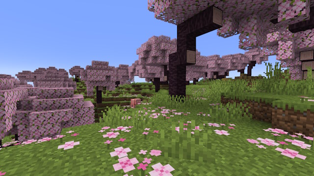 Cherry grove biome, Minecraft 1.20 panorama seed