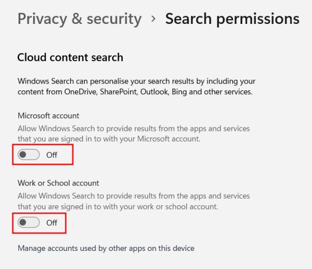 Como remover a pesquisa do Bing do Windows 11 e 10 2 configurações de permissão de pesquisa windows 11