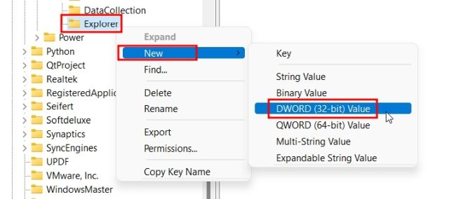 Como remover a pesquisa do Bing do Windows 11 e 10 5 criar novo registro de entrada DWORD