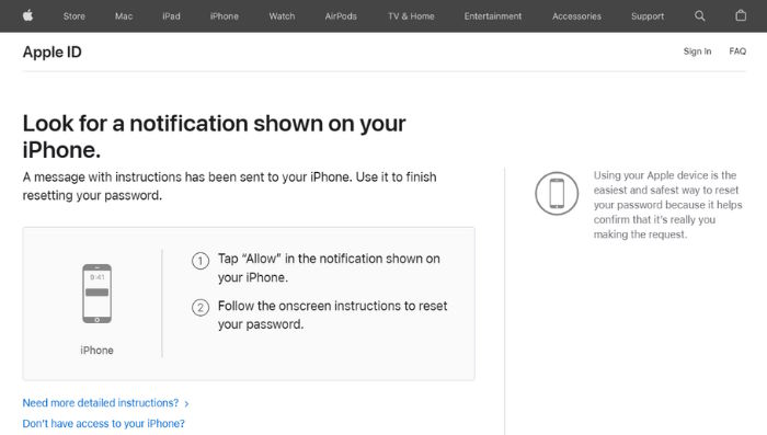 Look for notification on your devices on iForgot.com