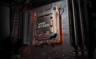 AMD Ryzen processor showcased in a black background