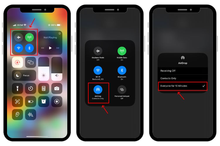 Adjust AirDrop Settings from Control Center