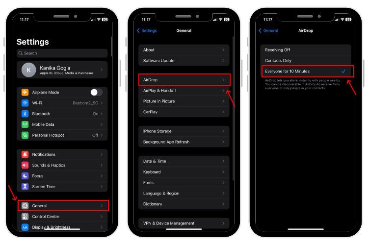 Adjust AirDrop Settings on iPhone