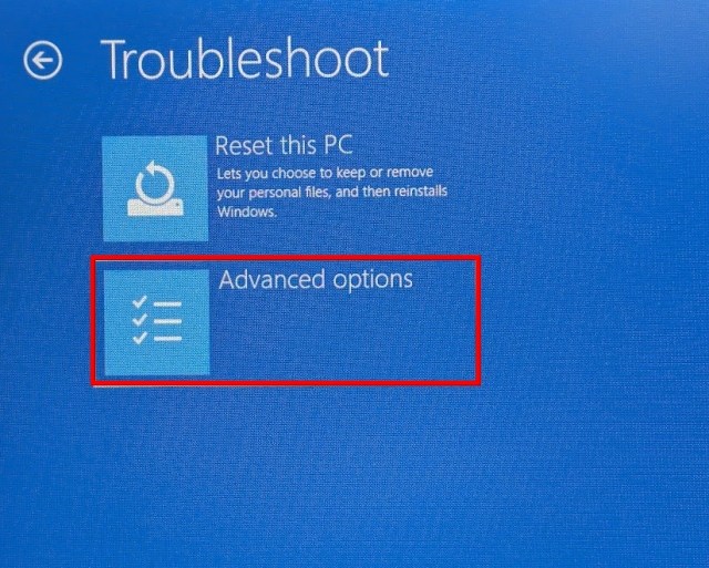 Advanced Troubleshooting Options in Advanced Startup Menu of Windows 11