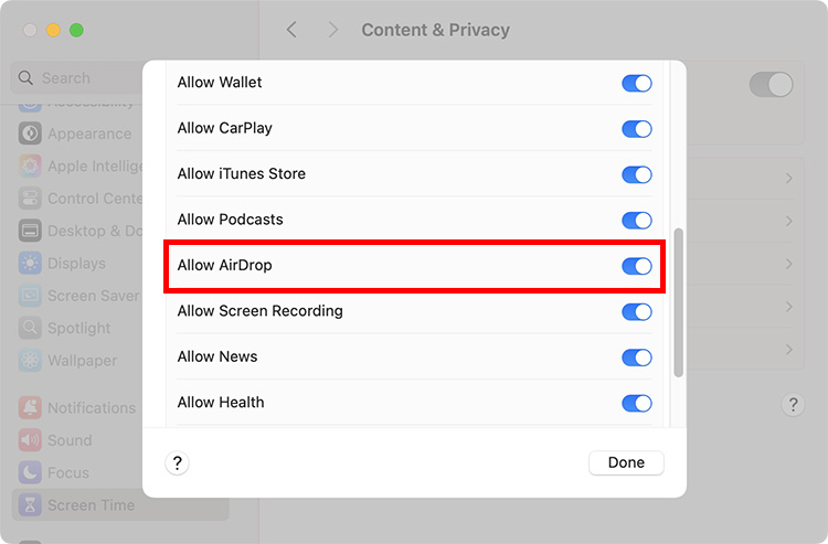 Allow AirDrop on Mac