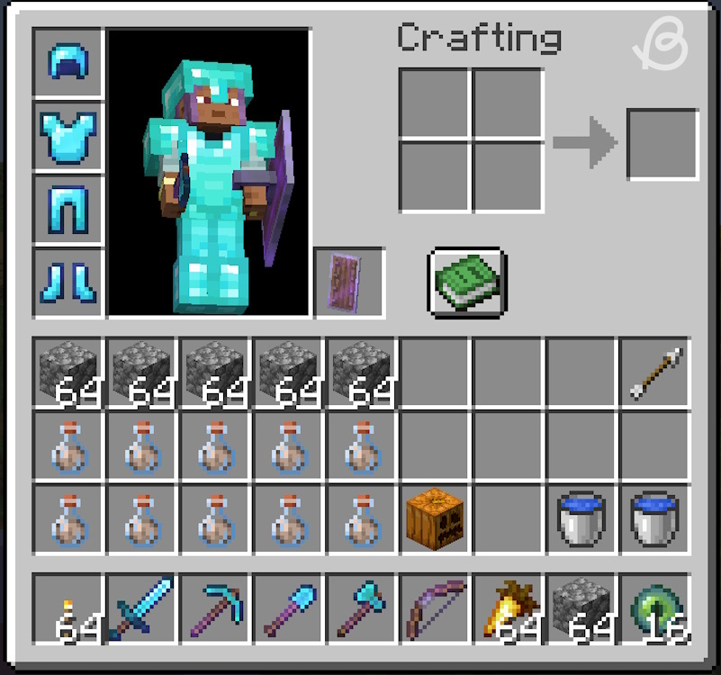 Full inventory of items and blocks that'll help you beat Minecraft